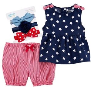 Carter's Child of Mine Baby Girl Patriotic Set, 2-Piece Headwraps, 3-PK 0/3 M*